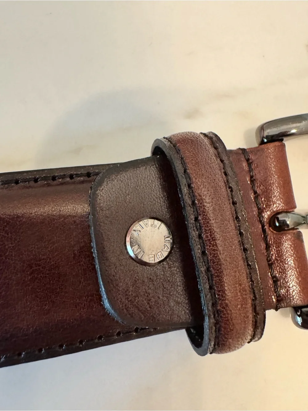 New NWOT Dark Brown Leather Belt Italian Made Waist L 40 42
